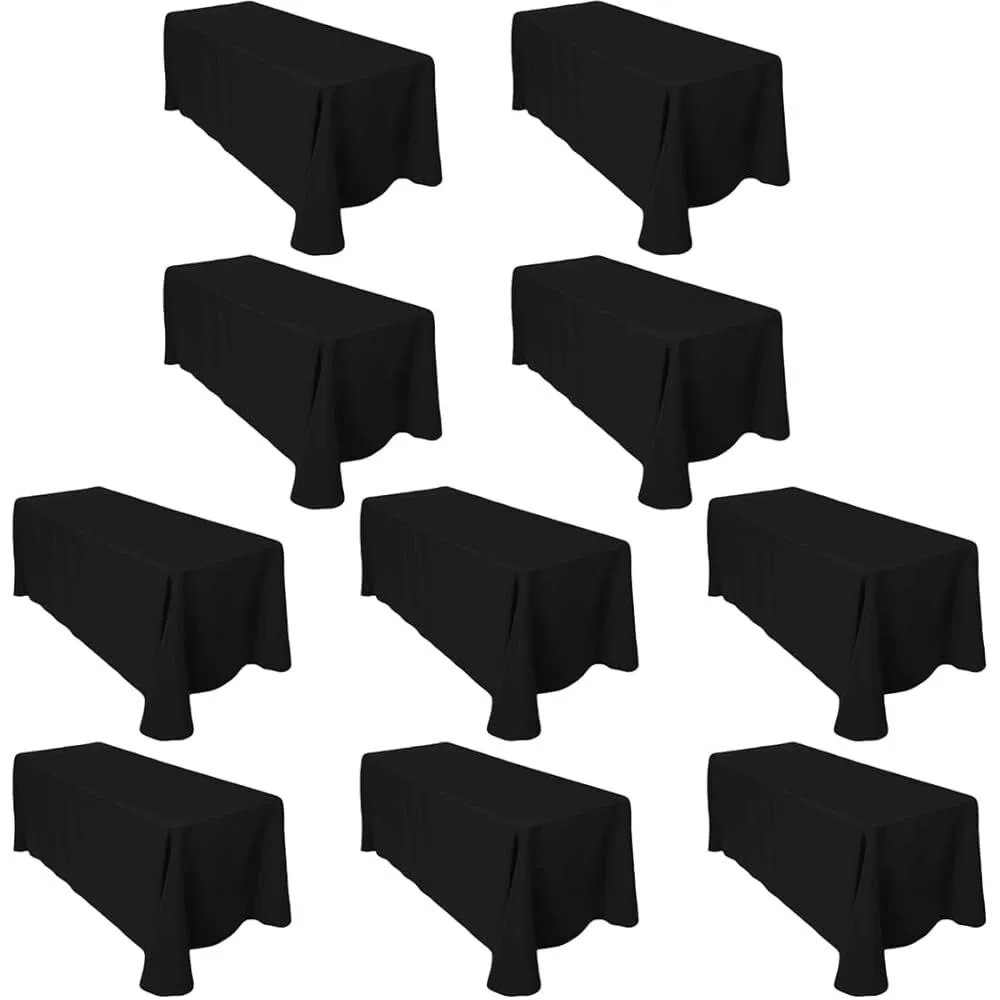Black Rectangular Tablecloth 90x132 Fits a 6’ Table