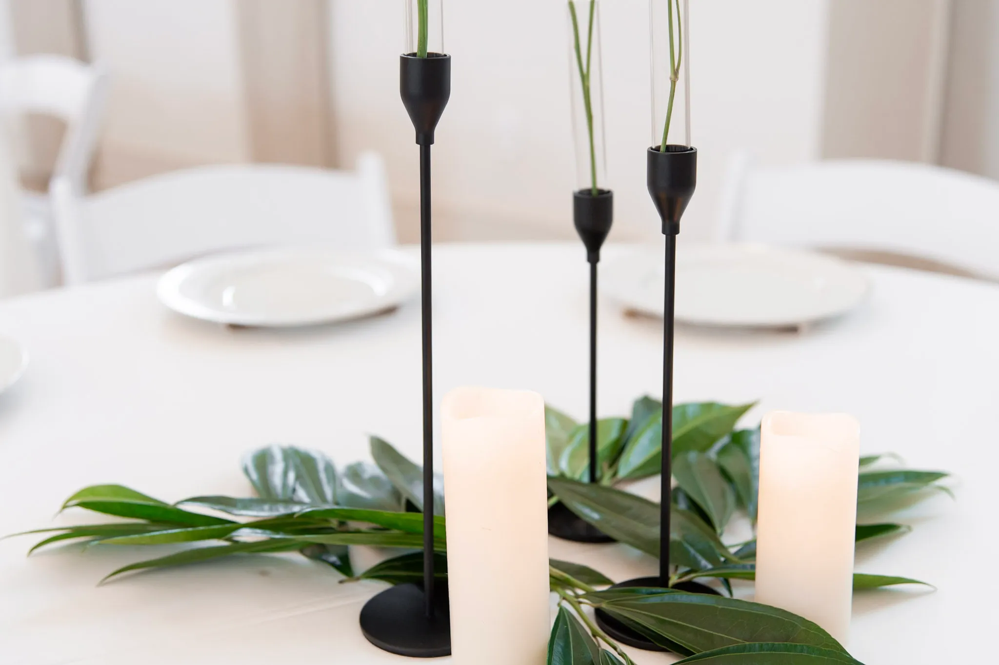 Set of 3 Black Metal Candlestick Holders