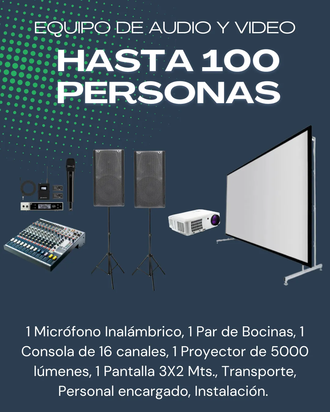 Sistema de Audio Pequeño con Proyector y Pantalla