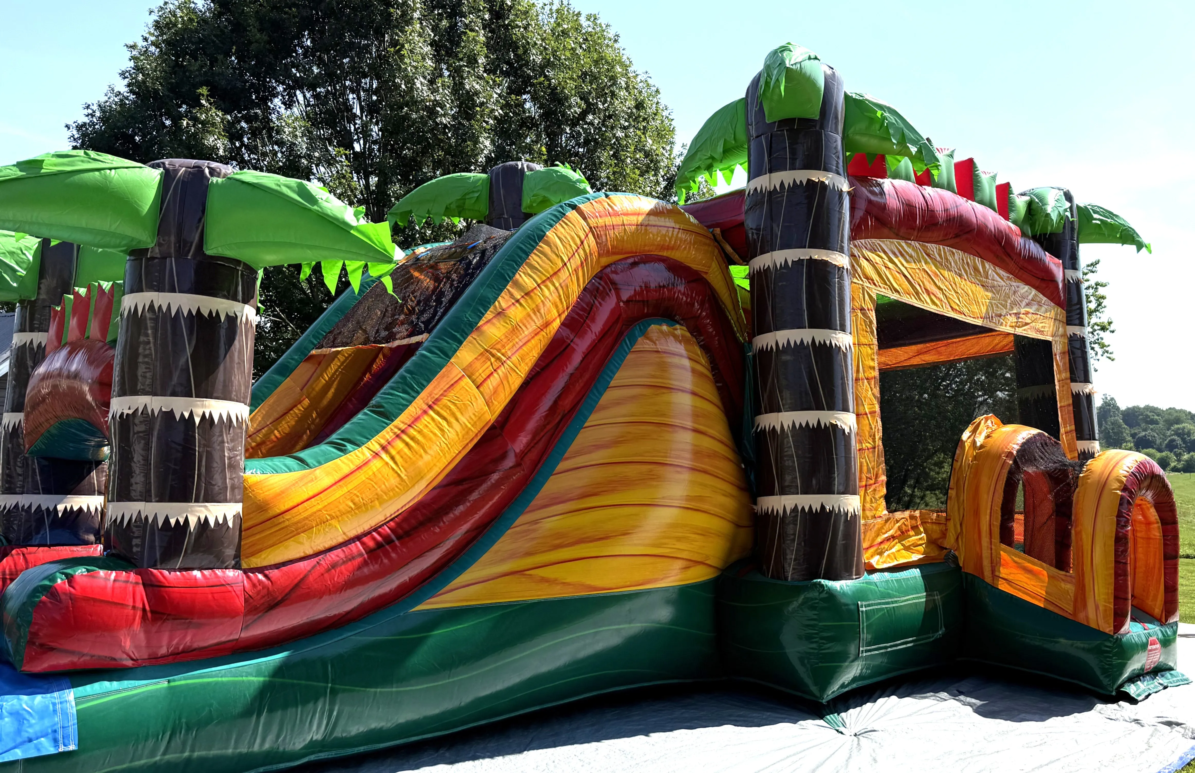 Inflatable- MEGA Tropical Fire Marble Bounce House & Slide