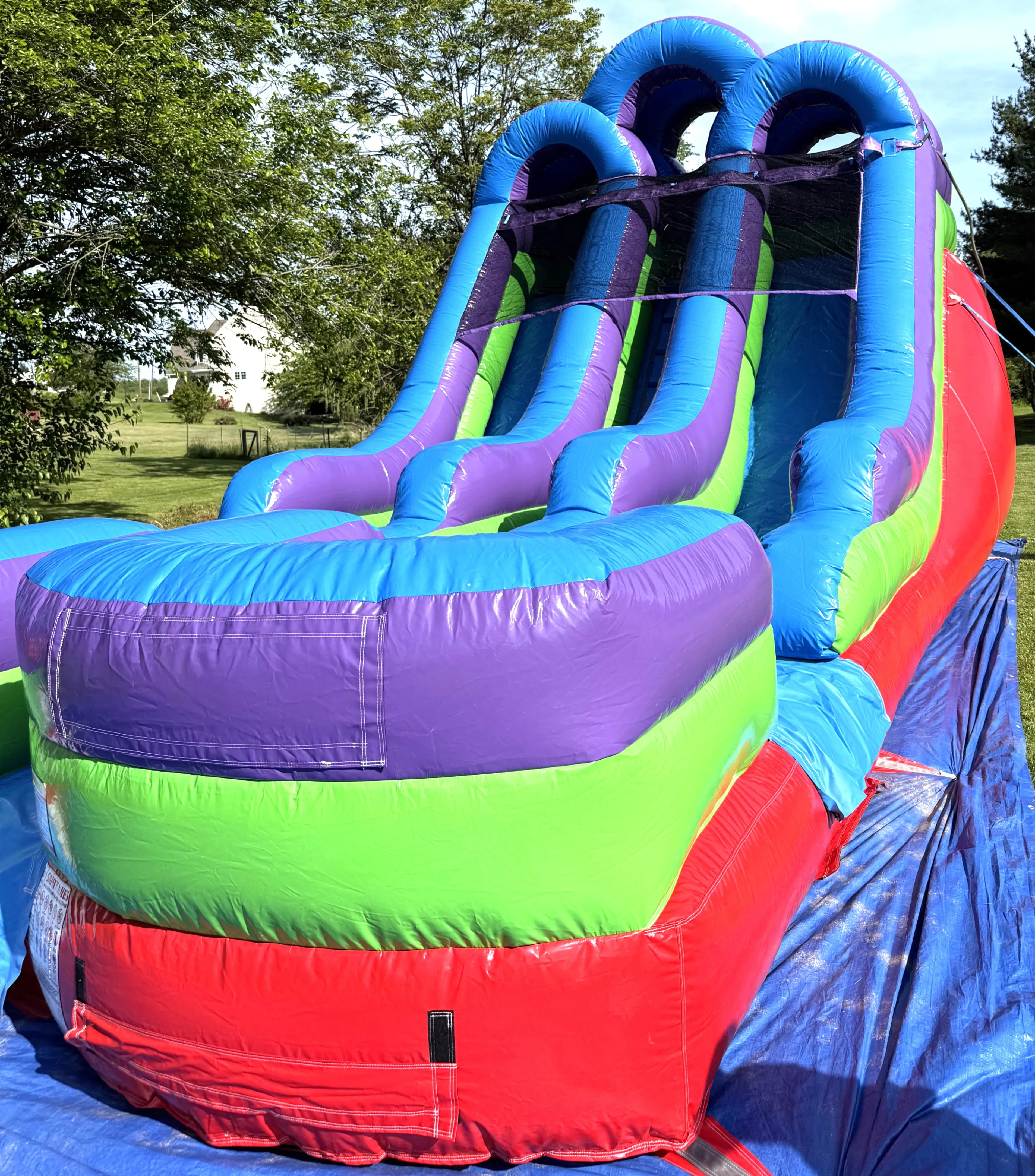 Inflatable- 18' Retro Rainbow Double Bay Slide