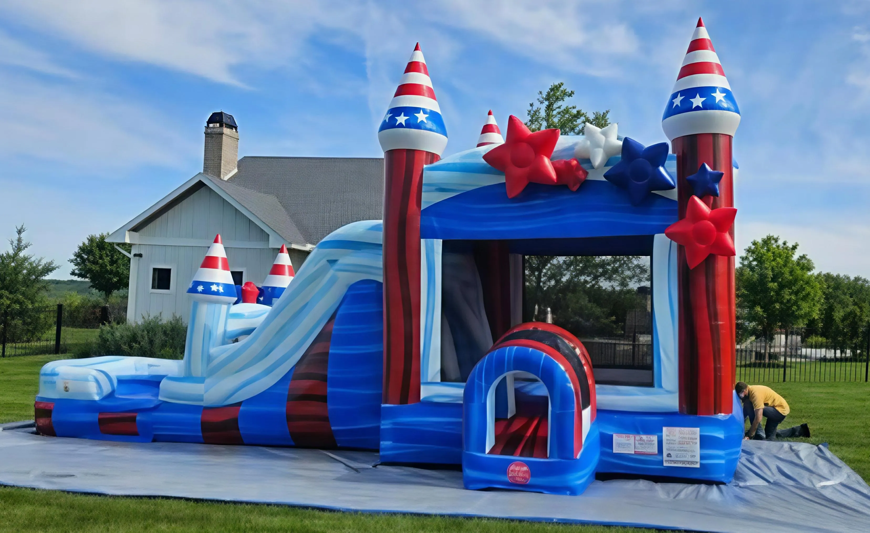 Inflatable- MEGA Stars and Stripes Bounce House & Slide