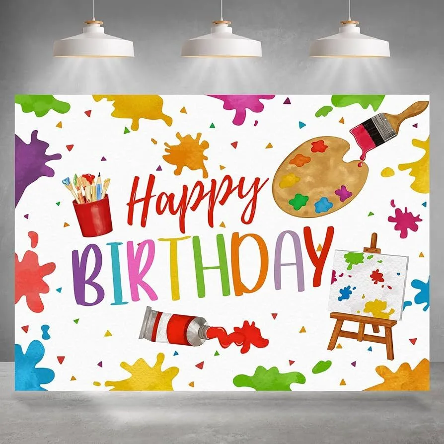 Backdrop Happy Birthday Paint Splater