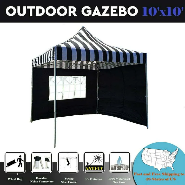 12x12 Tent Black and White Stripe