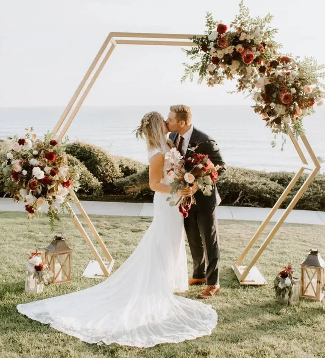 Gold hexagon arch
