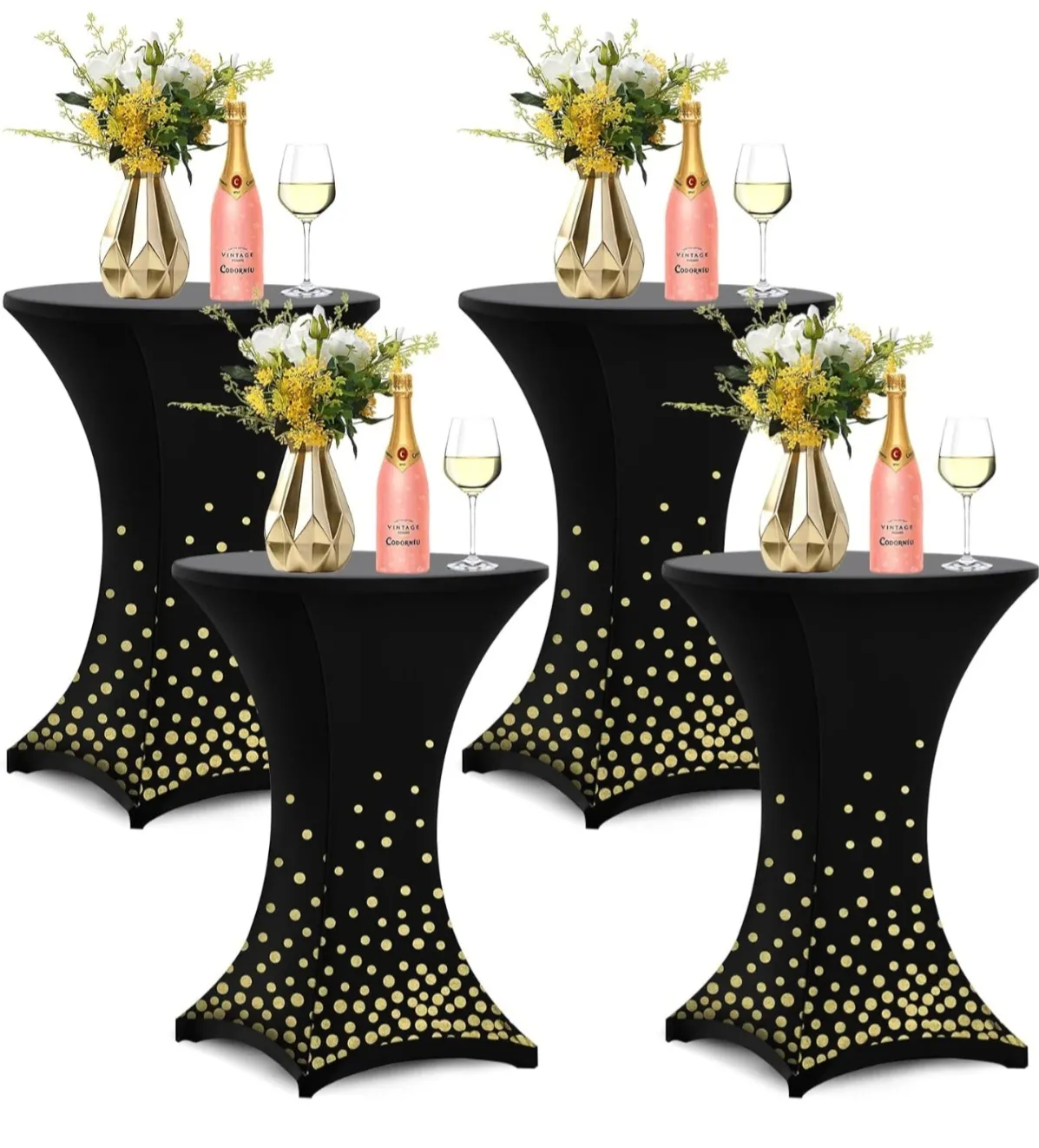32x43 Inch Highboy Black Cocktail Spandex Round Tablecloth Stretch