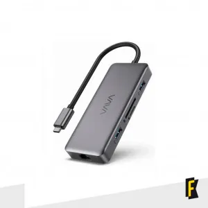 Hub USB-C 8 em 1 P/ Macbook HDMI 4K, Rede, Leitor, USB