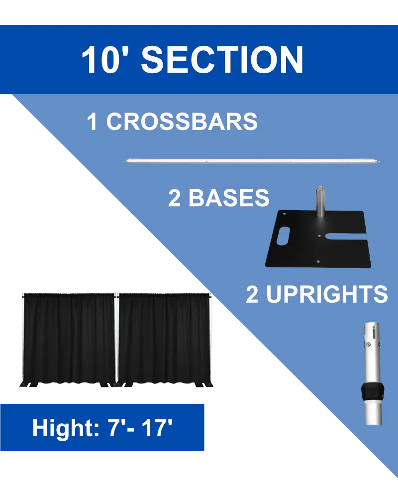 10' Black Pipe & Drape 16" High
