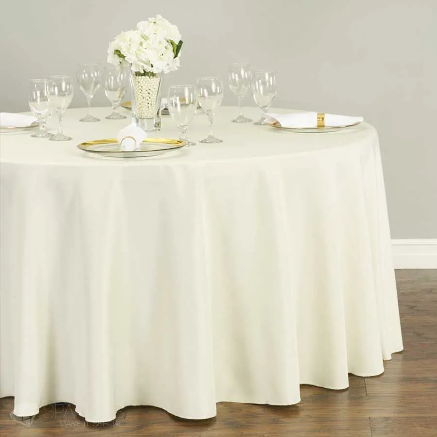 IVORY POLYESTER TABLE CLOTH 60 INCHES ROUND 
