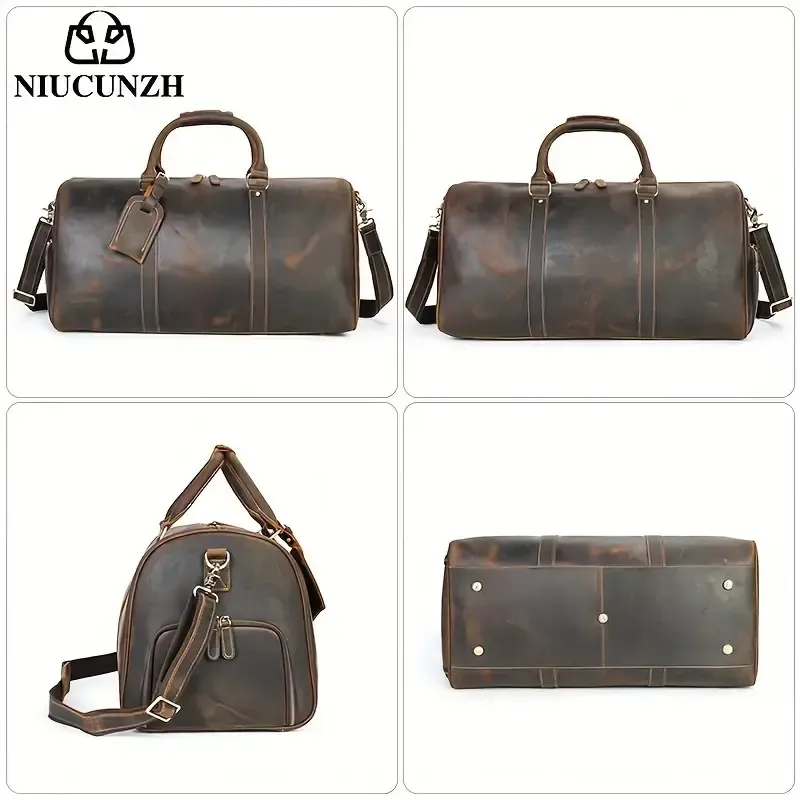 1pc Normal Scratch Print Top Layer Cowhide, Leather Tote Bag  (NYC)