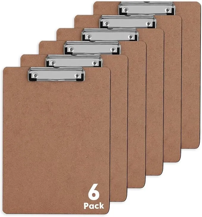 Clipboards, PANDRI 6 Pack Hardboard Office Clipboards (LAS)