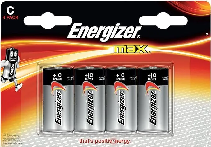 Energizer Max Premium C Batteries, Alkaline C Cell Battery (4 Count) (LAS)