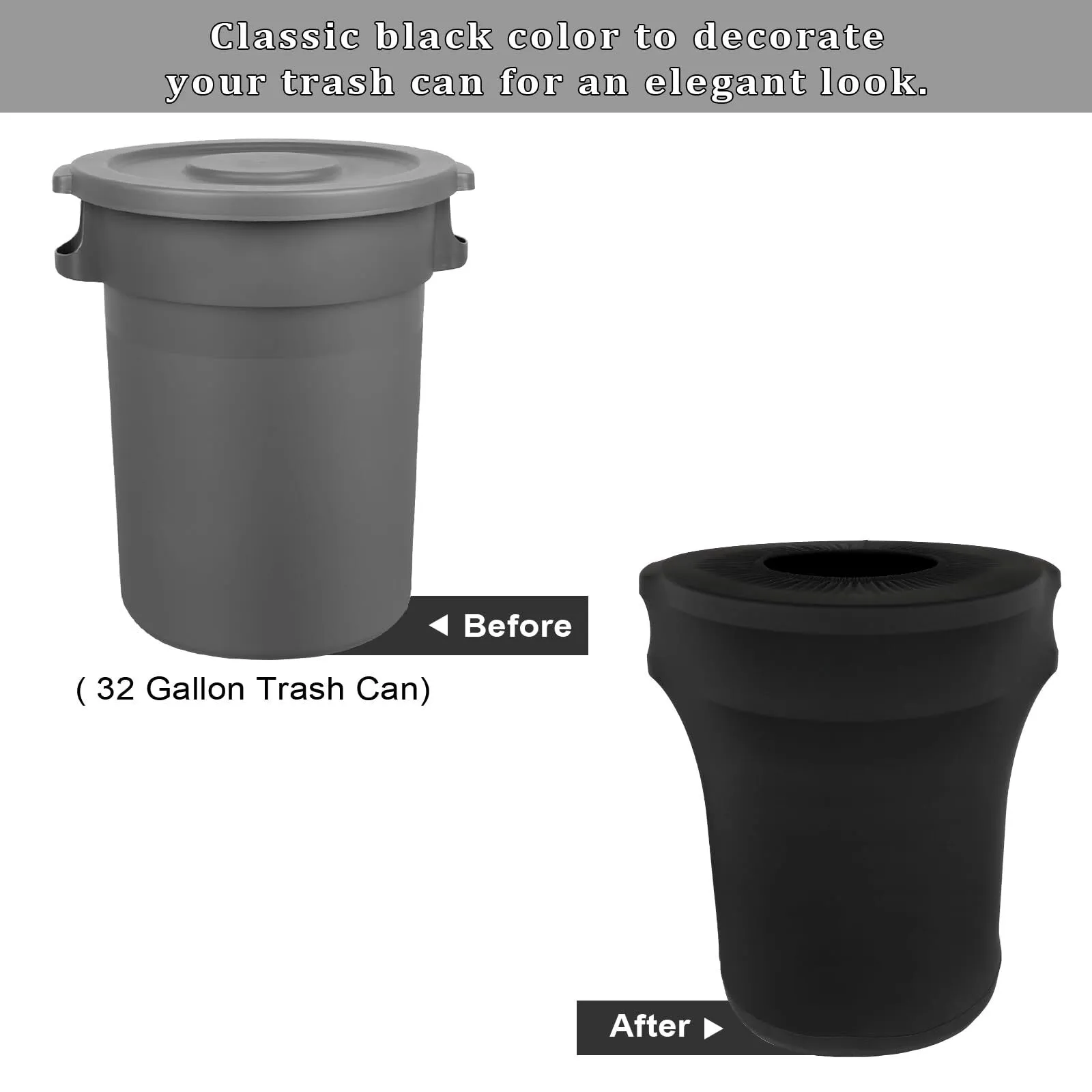 Black Spandex Stretch Trash Can Cover (LAS)