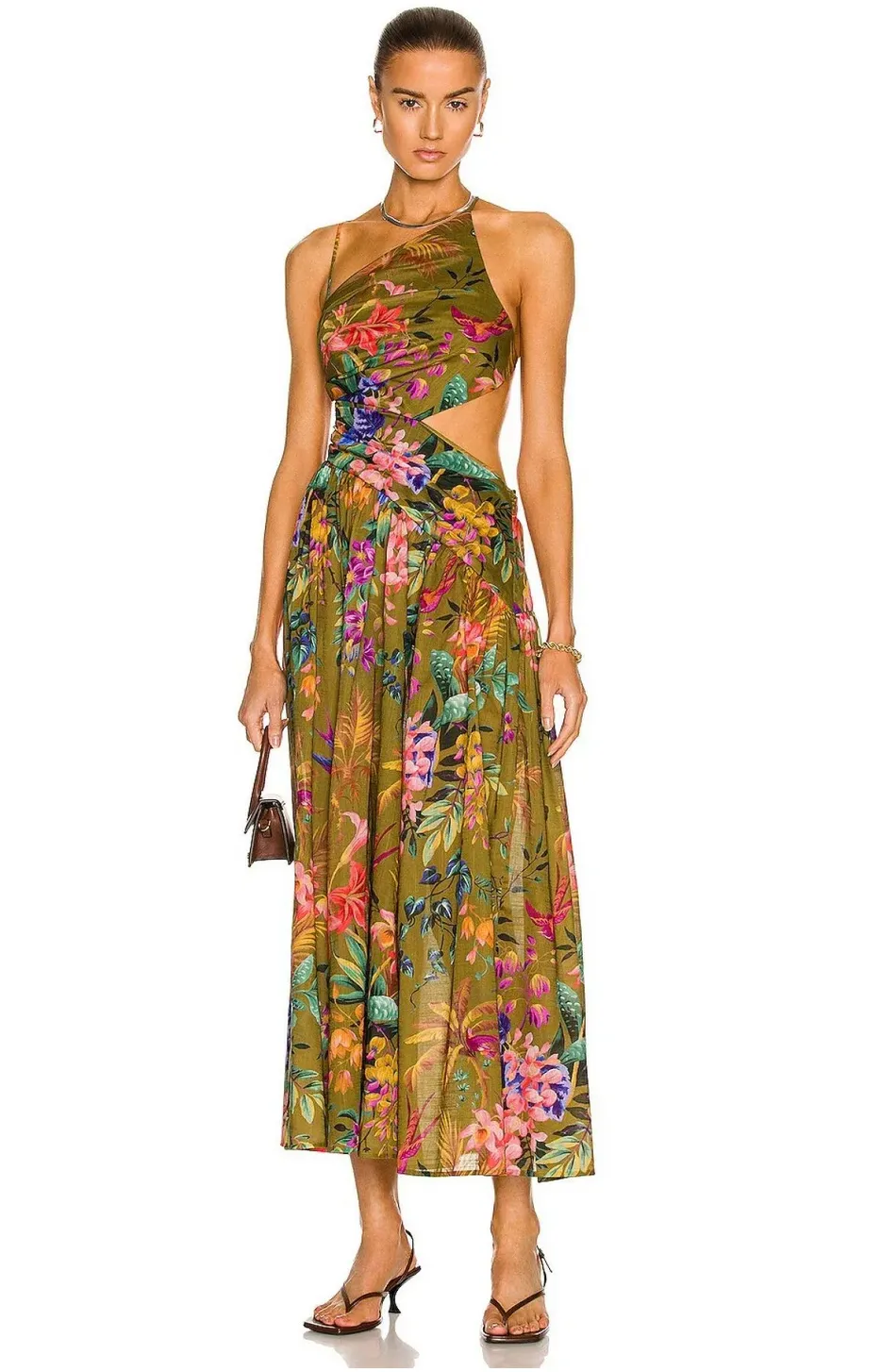 Zimmermann: Tropicana Asymmetric Dress (Khaki)