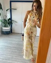 Isabella Longinnou Lemon Marble Bias Dress