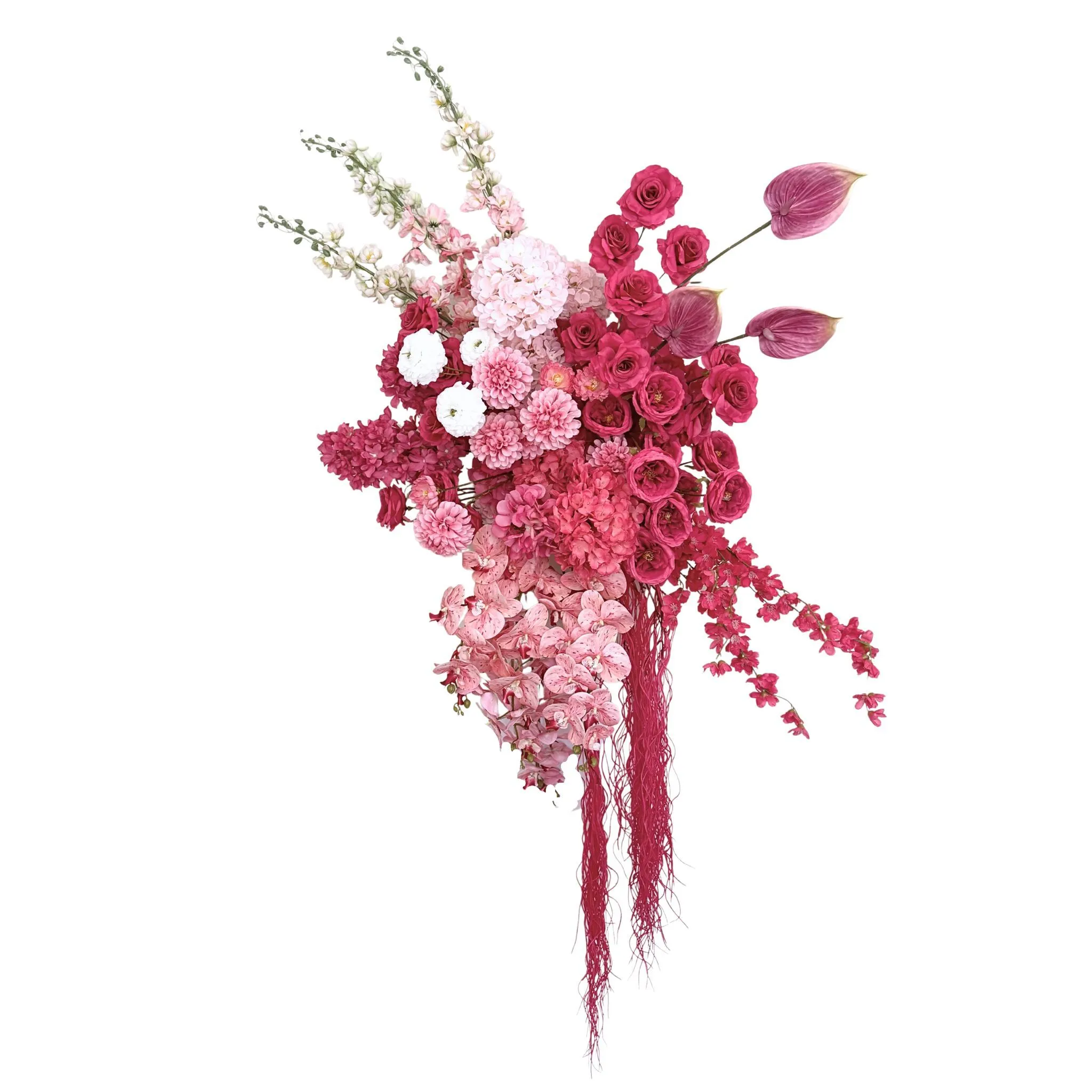  Berry Blush – Deep Pink & Rosé Hanging Floral Arrangement