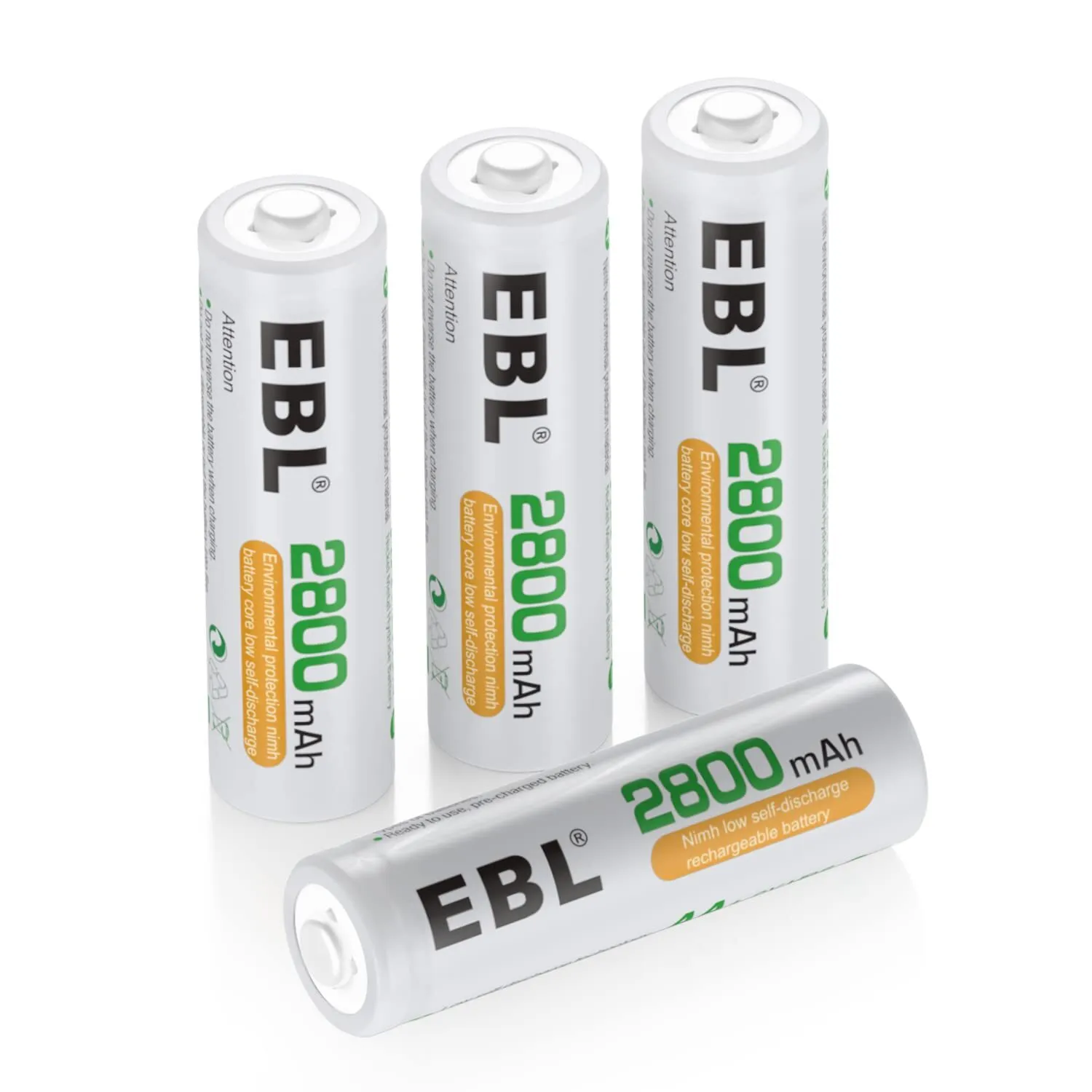 EBL 4 Pack Rechargeable Batteries AA 2800mAh High Capacity, Ni-MH Double AA Batteries