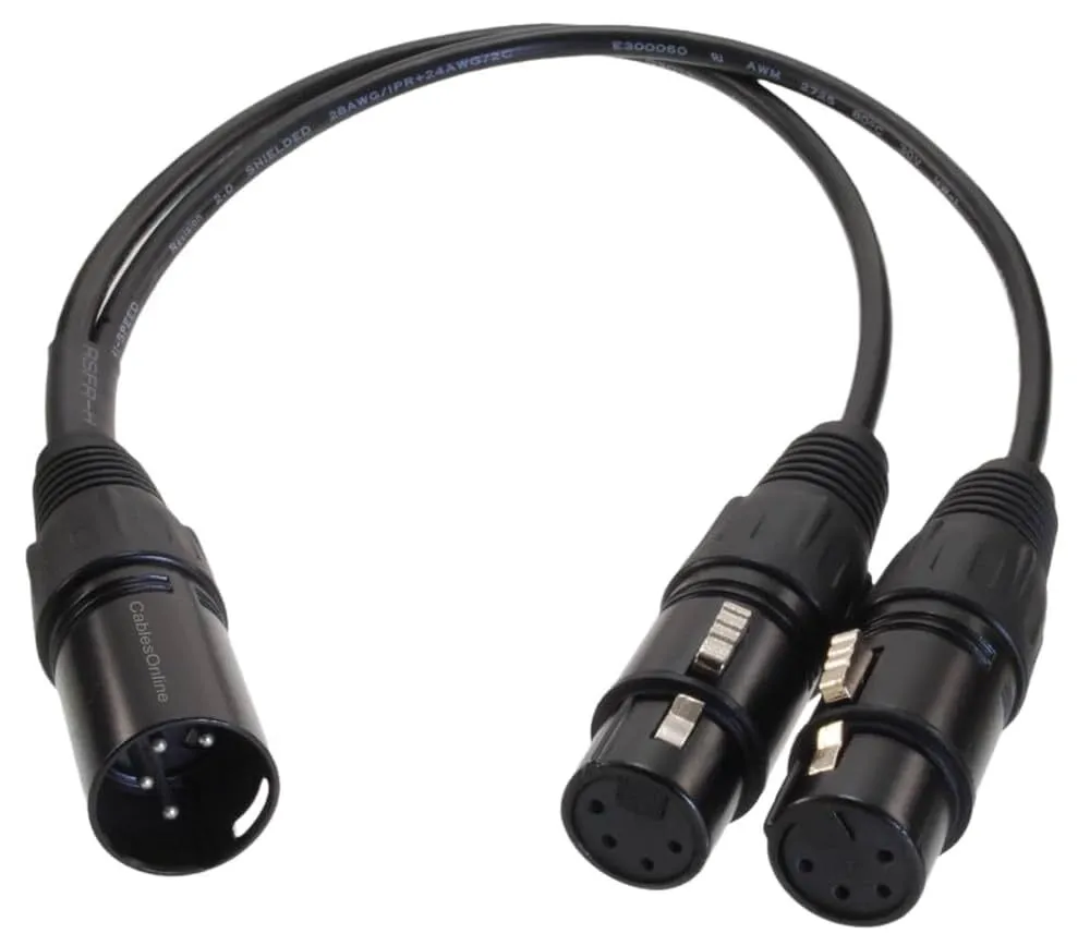 Splitter Cable – 1 Male to 2 Female 4pin XLR
