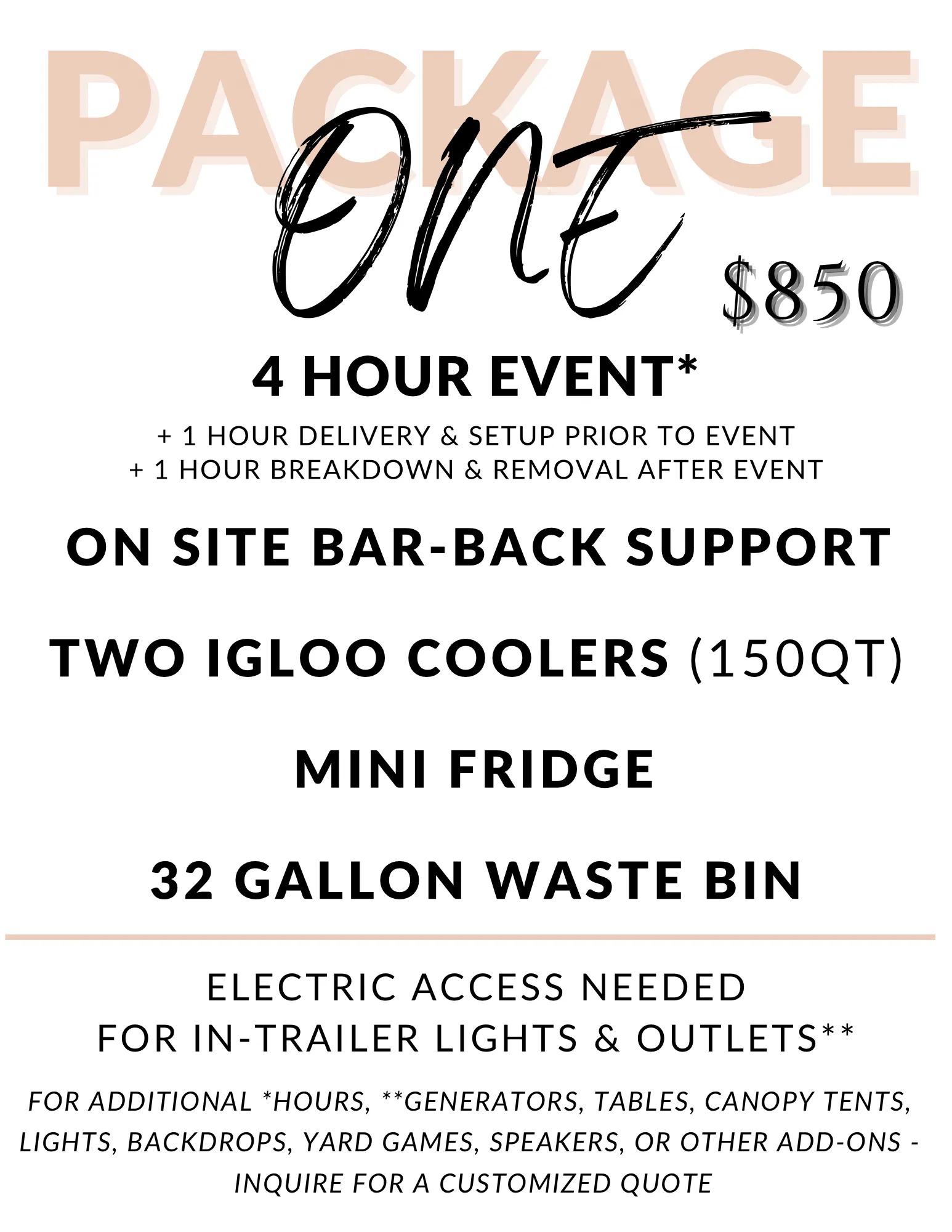 Horse Trailer Mobile Bar Package #1