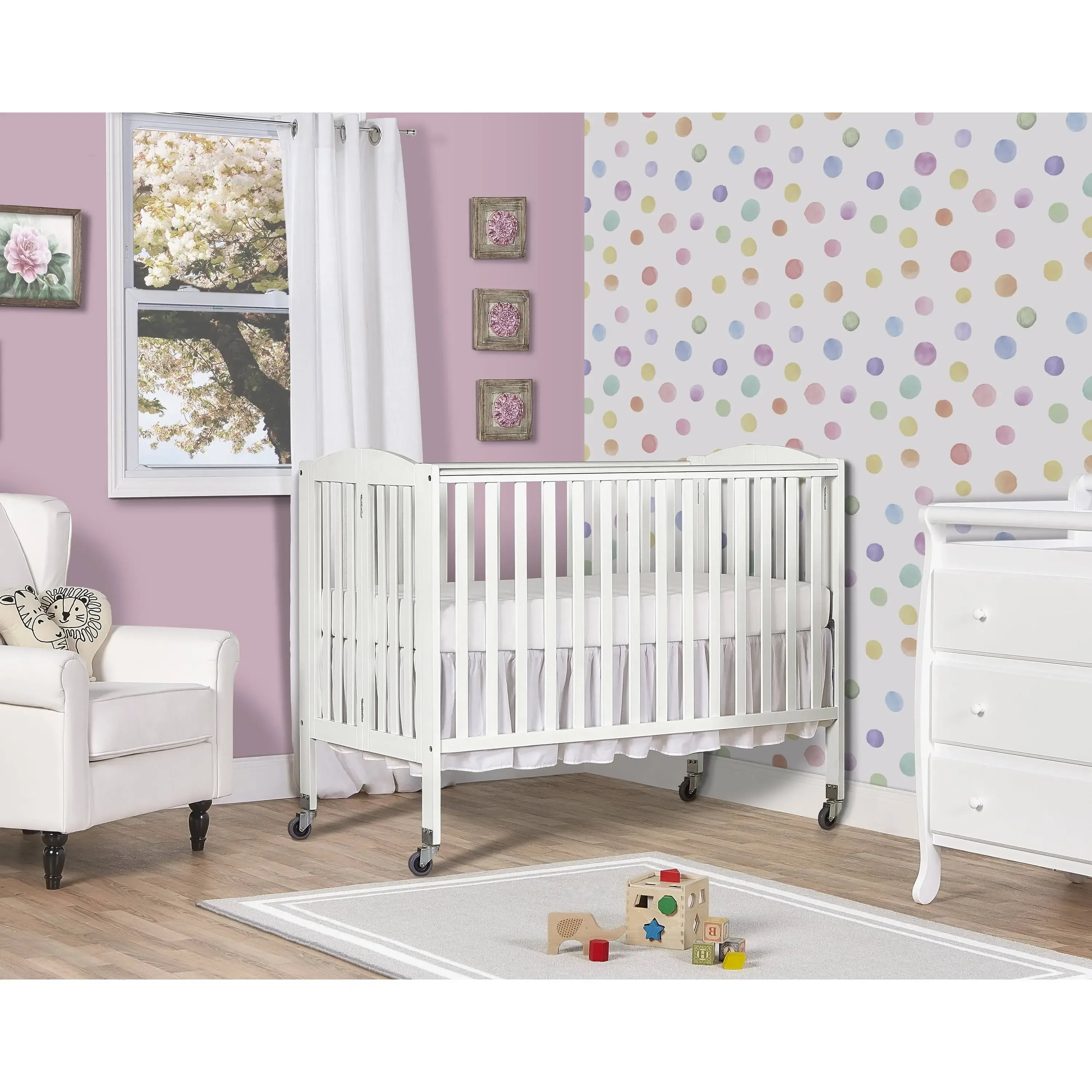 Full  Size Crib, includes mattress and sheet.