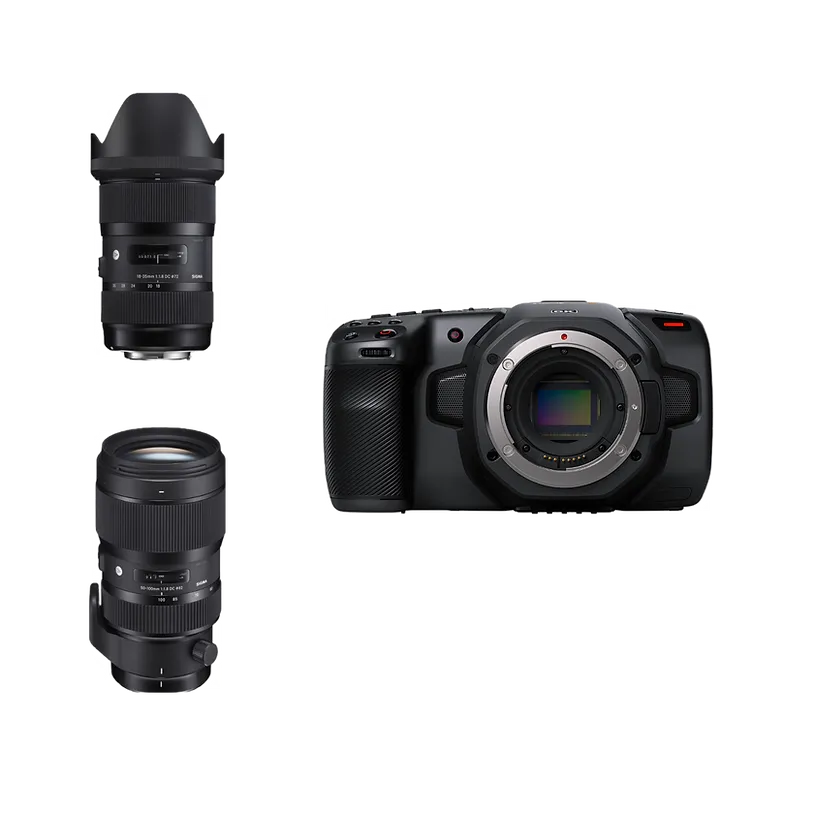 Paquete Blackmagic PCC 6K + Sigma Art 18-35mm f/1.8 + Sigma Art 50-100mm f/1.8