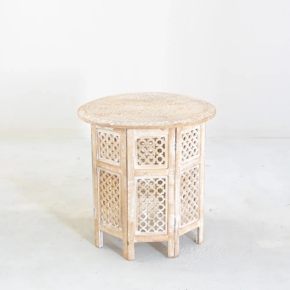 Moroccan Side Table Whitewash Gold Coast Wedding & Event Hire