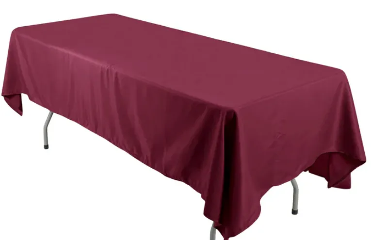 Maroon Polyester 60" x 126" Table Cloth 