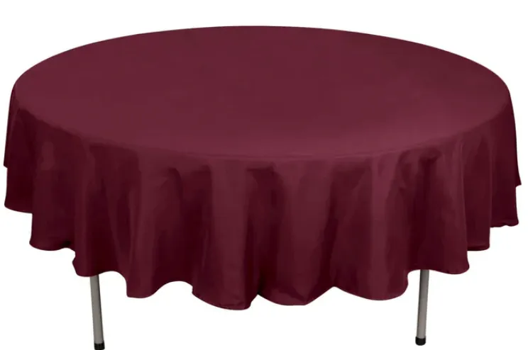 Maroon 90" Round Table Cloth 