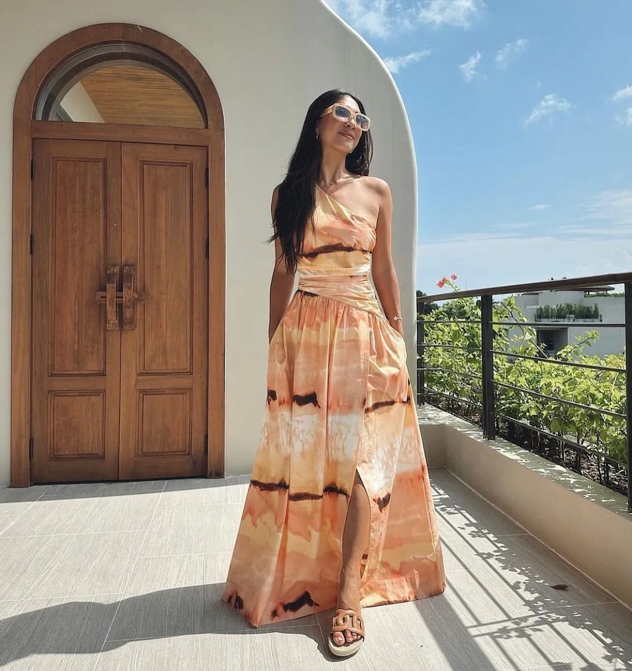 Larrisa Asymmetrical Gathered Maxi Dress