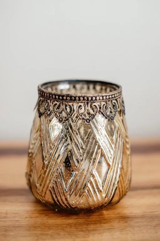 Go040 Brushed Gold Detail Vase 14cm