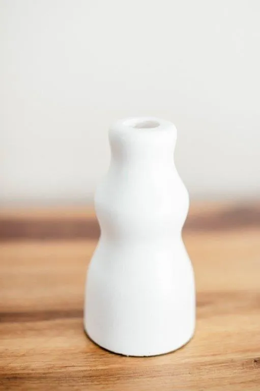 Wh010 White Wooden Candle Holder 15cm