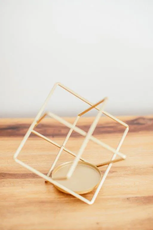 Go030 Geo Gold Metal Candle Holder 23cm