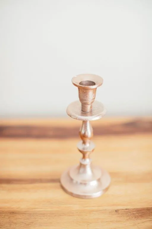 Ro003 Brushed Rose Gold Candle Stick 19cm