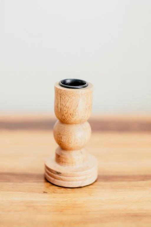 Na008 Wooden Dinner Candle Holder 10cm