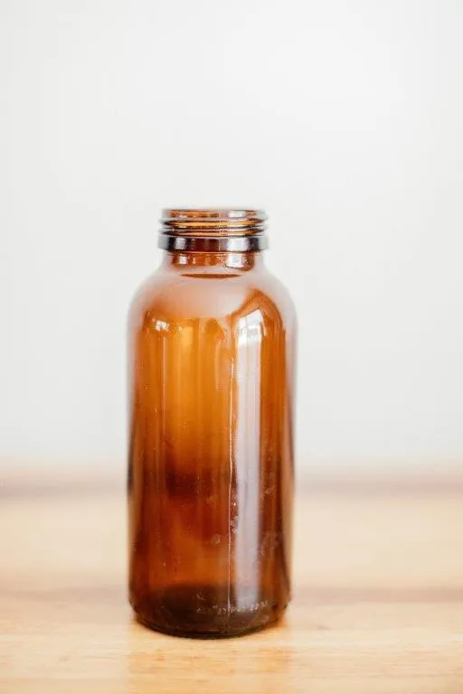 Na014 Small Brown Tint Glass Bottle Large opening 11cm
