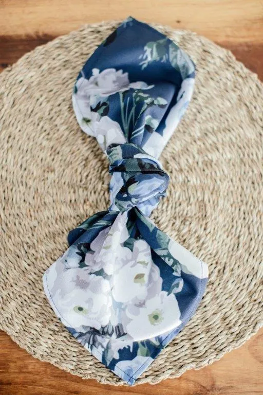 Np017 Dark Blue Flower Print Material 43x43cm