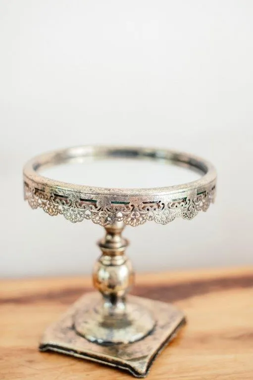 Go038 Brushed Gold Stand With Glass Top 24x24cm
