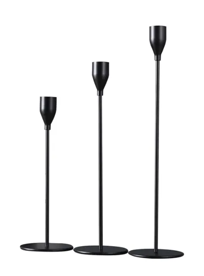 Bl033 Black Sasha Candle Stick 24cm