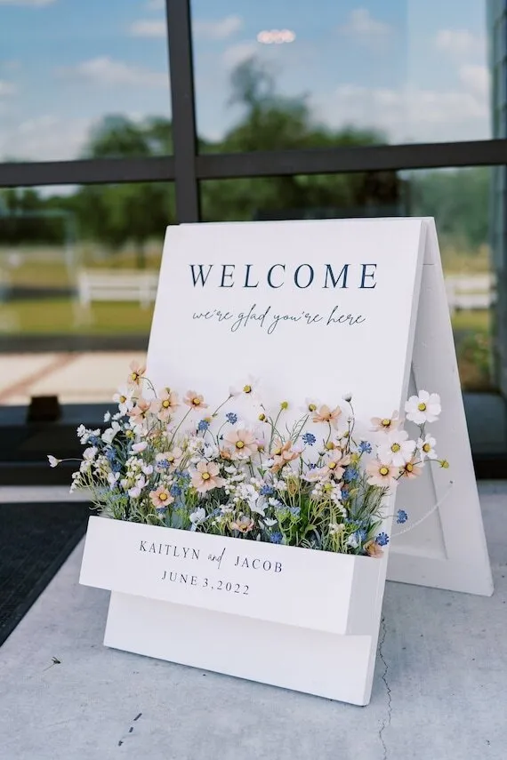 White Wood Signicade with Flower Box 