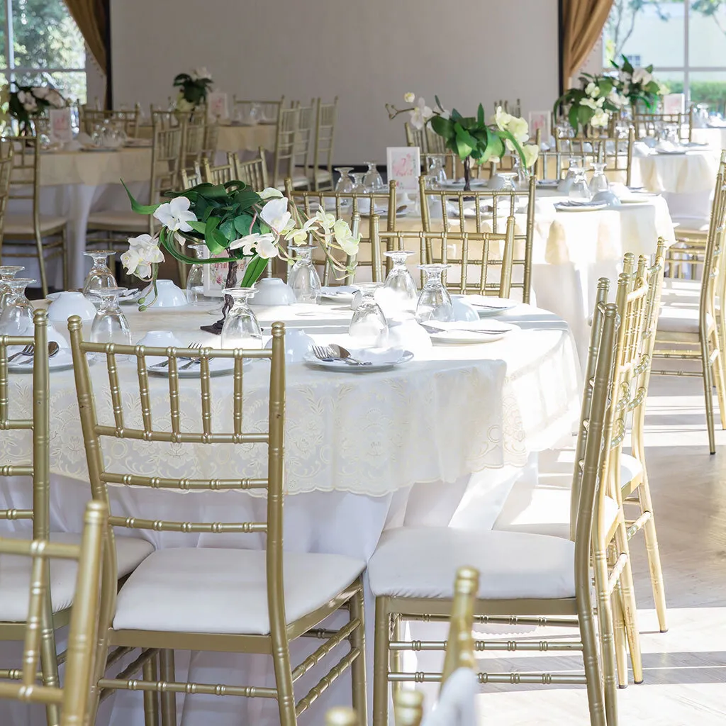 200 Gold Chiavari Chairs with Ivory Vinyl Cushion