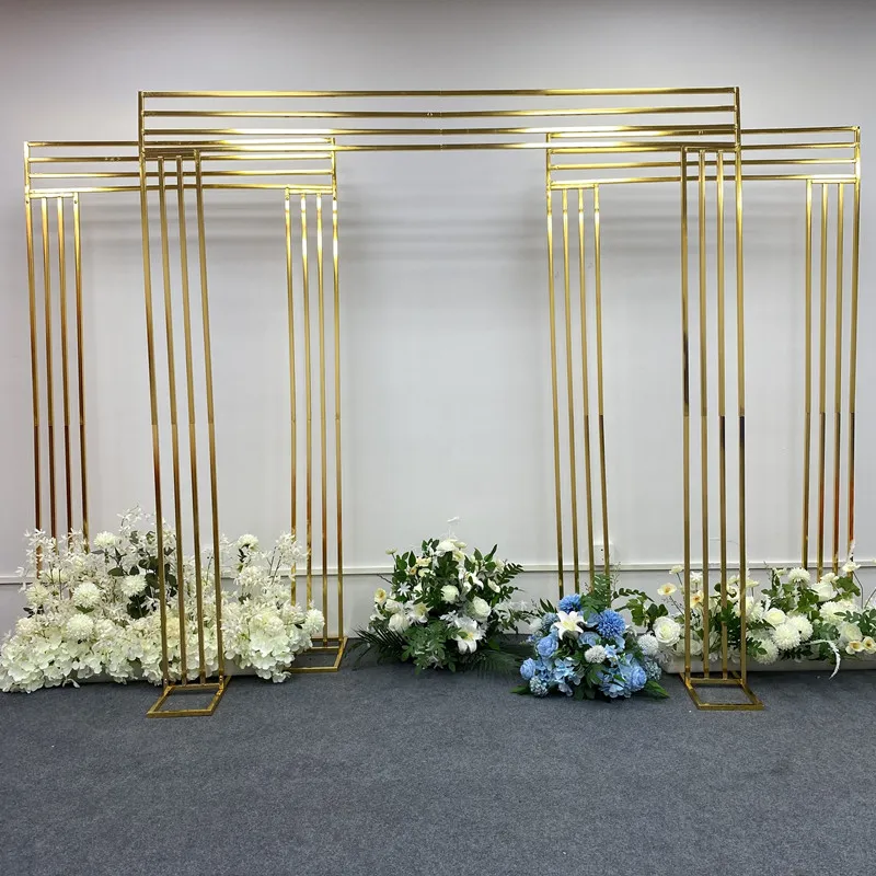 3 Pieces Gold Square Metal Arch 