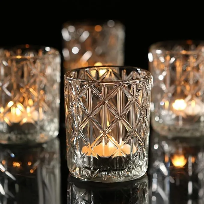 Clear Etched Glass Votives