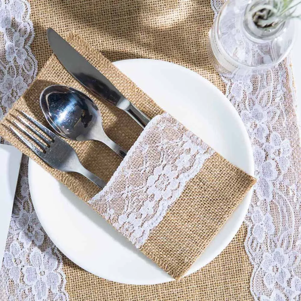 Burlap Utensil Holders