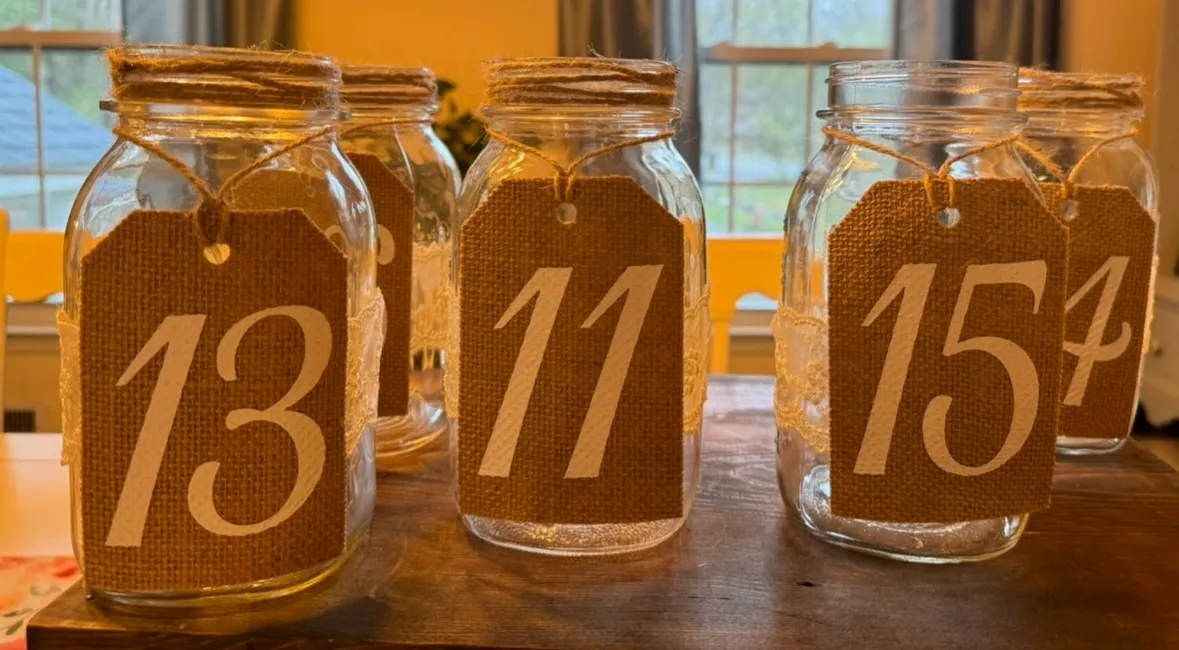 Mason Jar Table Numbers 