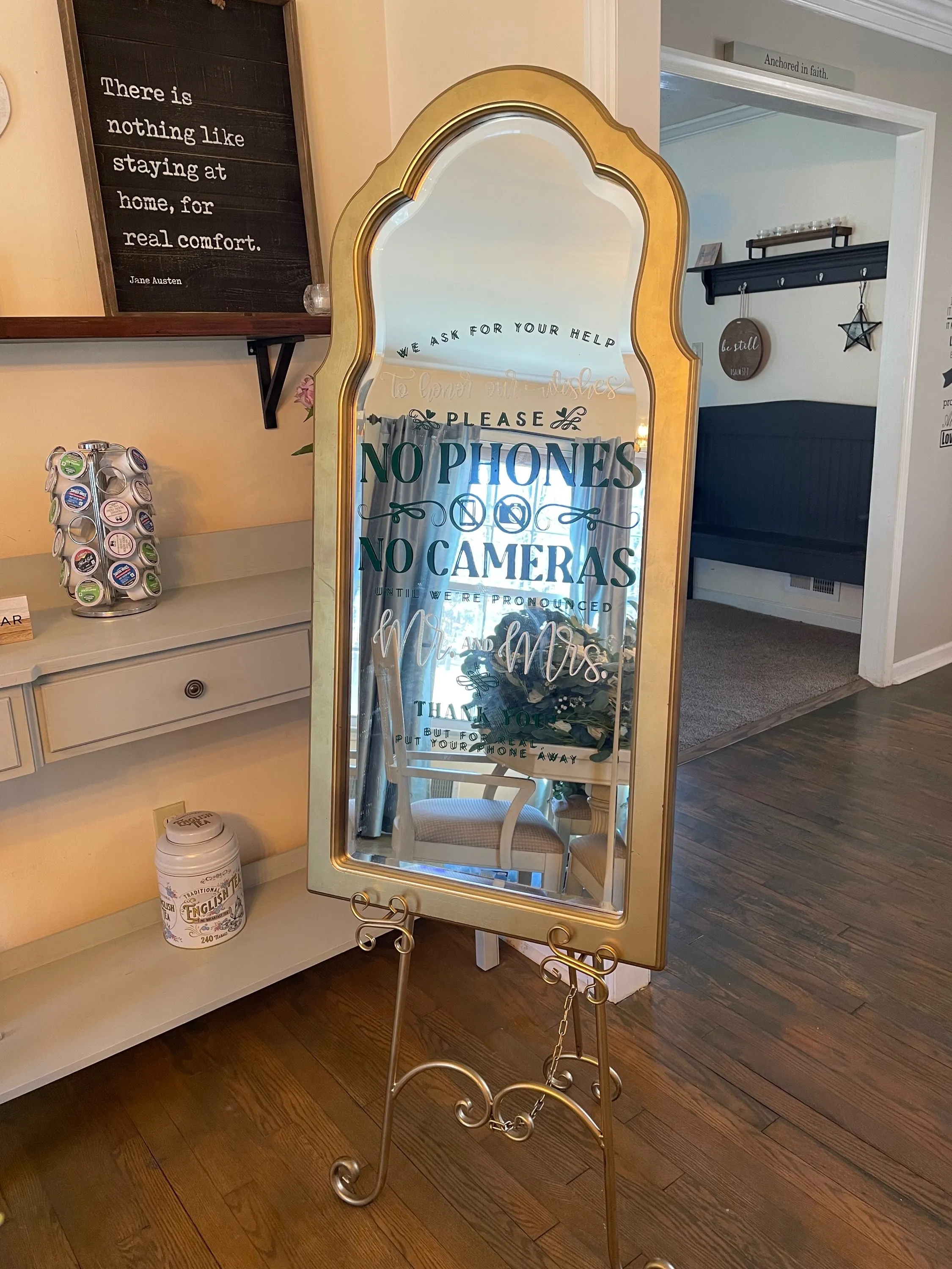 Please No Phones....Gold Mirror (Lettering cannot be removed) 46" Tall