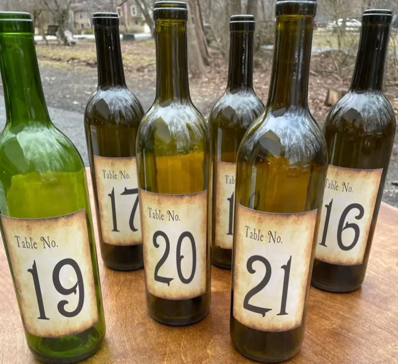 Wine Bottle Table Numbers Set of 25