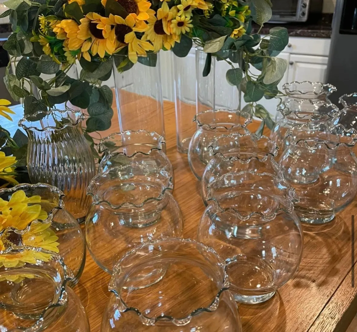 Crimped Fish Bowl Vases