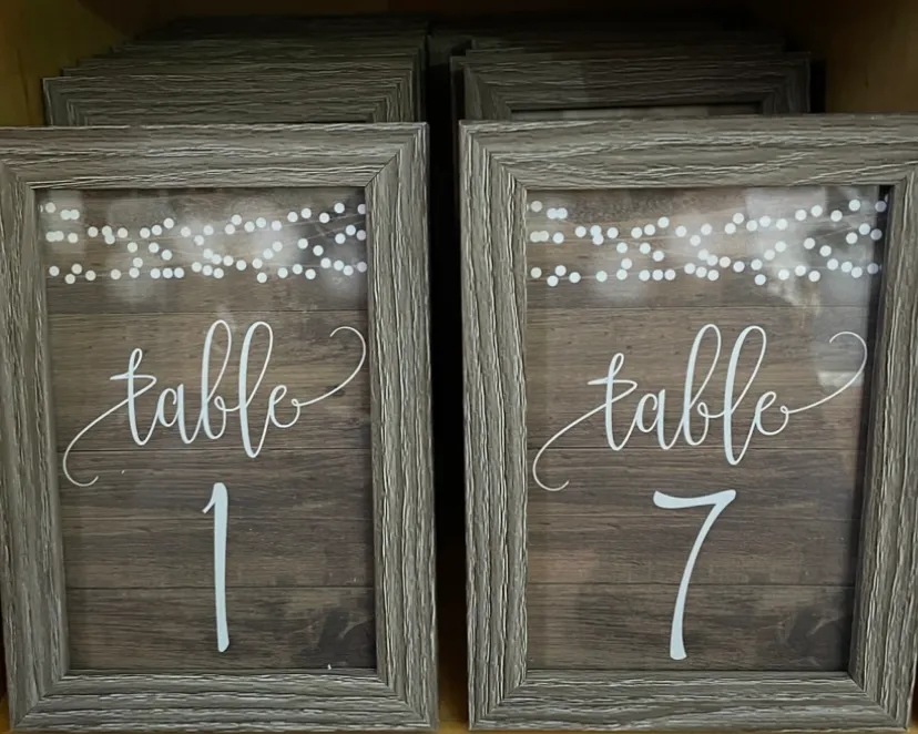 Rustic Framed Cursive Table Numbers (Set of 22)