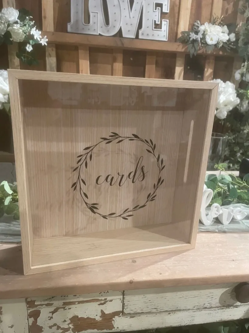 Wood with Black Lettering Card Box
