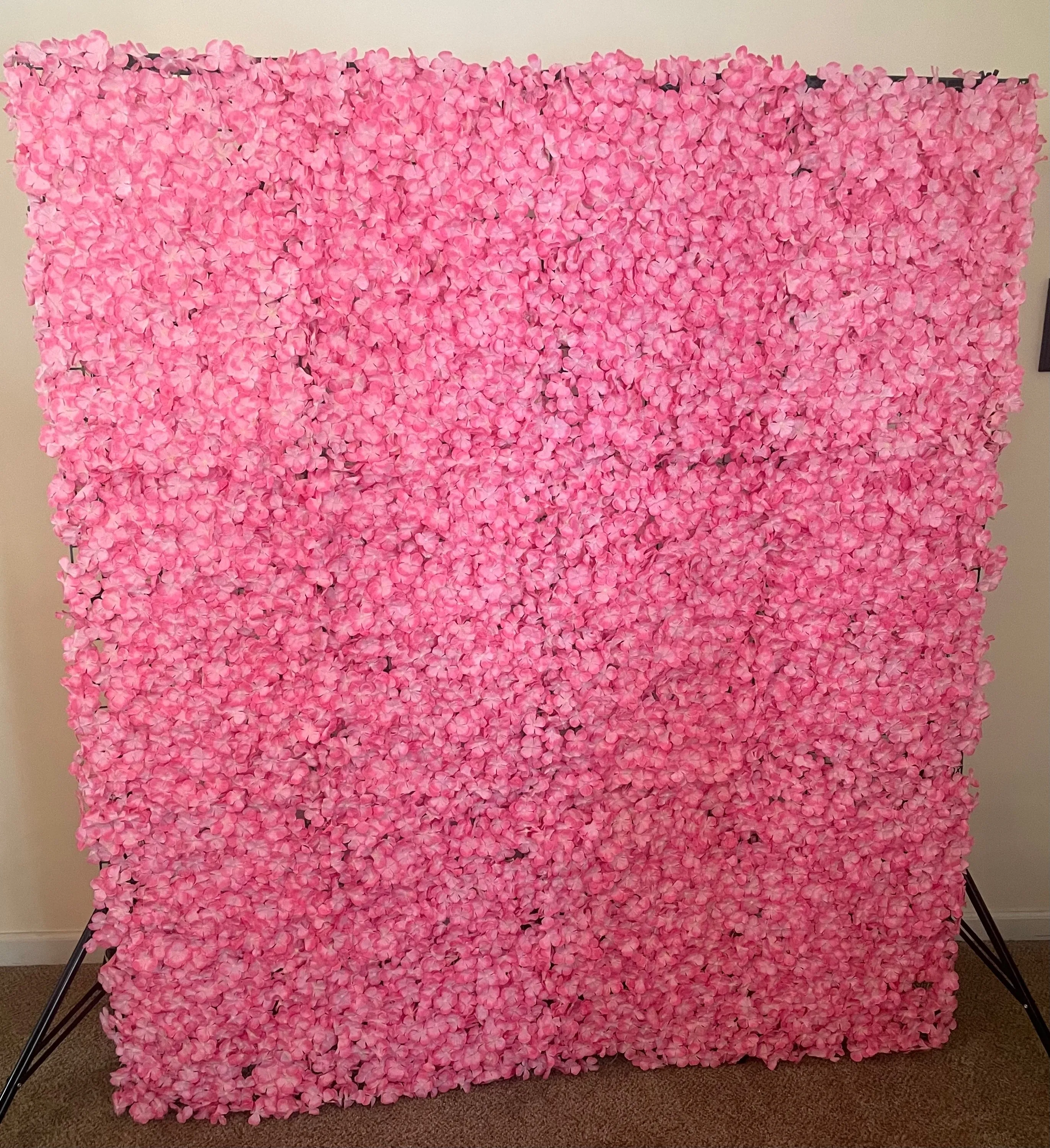 Large Pink Hydrangea Wall with Stand
